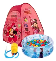 Barraca Toca Princesas Com Bolinhas + Piscina 38l Inflador 