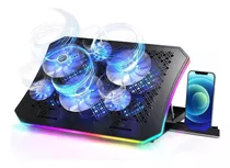 Cooler Base Para Notebook 17  Rgb 6 Fan Com Suporte Celular