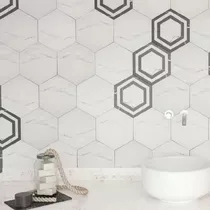 Gres Porcelánico Hexagon Calacatta Decor Marquina 20x25 Cm