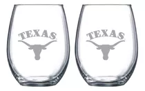 Vasos De Vino O Bebidas Logo Satinado De Texas Grabado ...