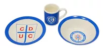 Set 3 Piezas Plato Bowl Taza Desayuno U Católica Uc