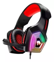 Fone De Ouvido Gamer Com Microfone Articulado  - Vermelho