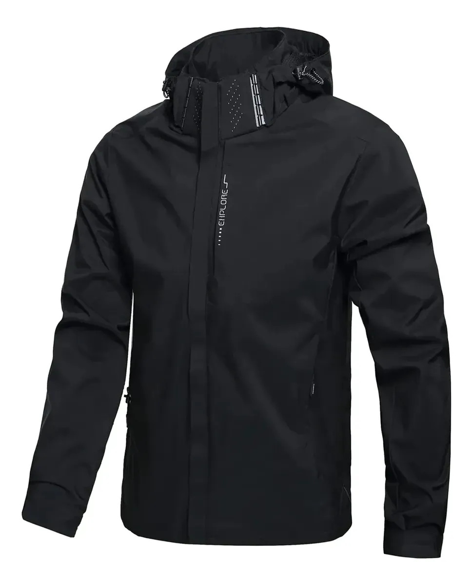 Chaqueta Casual Senderismo Cortavientos E Impermeable Unisex Negro L Hombre