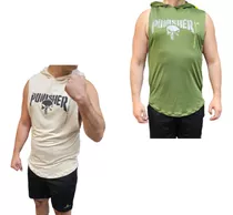 Combo X 2! Musculosa Deportiva Hombre Punisher Crudo Y Verde