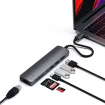 Adaptador Satechi Multiportas Slim P/ Macbook Usb-c Ethernet