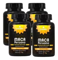 Maca Peruana Premium 100% Pura 4 Frascos C/  120 Cáps Chamel