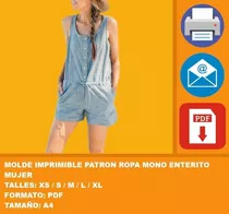 Molde Imprimible Patron Ropa Mono Enterito Mujer Promo 2x1