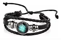 Pulsera De Signo Del Zodiaco Brazalete Cuero Sintético