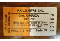 Boleto De Carton Duro De Tren Ferrocarril Mitre