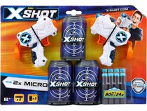 Lançador De Dardos X Shot Zuru 2 Micro Com 3 Latas Tiro Alvo