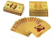 Baralho Luxo Plástico Dólar Dourado Ouro Jogo Poker Truco 