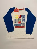 Remera Mangas Largas Azul Y Blanca - 3 Años