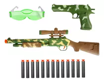 Kit 2 Arminhas Estilo Nerf 13 Dardos Alvo E Óculos Infantil