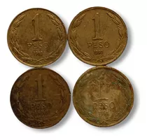 Moneda De 1 Peso Chile 4x Monedas Chilenas Colección Antigua