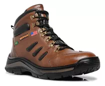 Bota  Coturno Botina Caterpillar 100% Couro E Sola Costurada