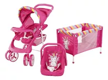 Combo Juguete Prinsel Carriola + Cuna + Portabebe Unicornio