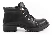  Borcegos Zapatos Mujer Botas Botitas Charol Negro Cordones