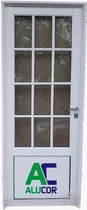 Puerta Exterior Aluminio Blanco 3/4 Vidrio Repartido 90x200