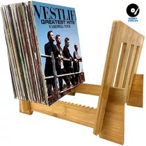 Soporte O Rack De Madera Bambú Para Discos De Vinilo