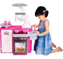 Estufa De Cocina Clásica Para Niños, Fregadero, Refrigerador, Cotiples, Color Rosa