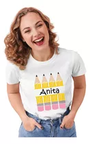 Playera Lapices Maestra Teacher Personalizada Con Nombre