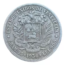 Moneda De 5 Bolívares De 1936 Fuerte De Plata Venezuela