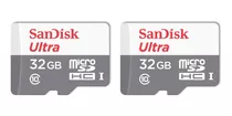 Kit 2 Cartão Memória Micro Sd Sandisk 32gb Classe 10 Ultra