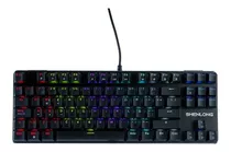 Teclado Gamer Shenlong Smk5900sb Qwerty Shenlong Blue Español Color Negro Con Luz Rainbow