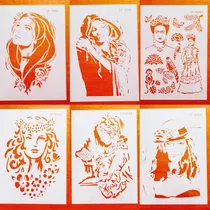 50 Stencil Mulher Animal Flores Ramos Barroco Sortidos 21×30