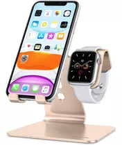 Soporte 2en1 Smartphone-apple Watch, Antideslizante/dorado