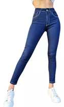 Jeans Chupín Clasico Escolar Mujer Azul Elastizado Tiro Alto