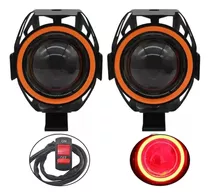 Par Faros Auxiliares Moto Exploradoras U7 Ojo Angel Led Moto