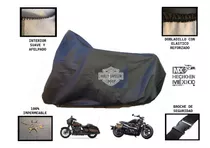 Funda Afelpada Negra  Motocicleta Harley Davidson  Estampada