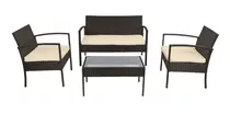 Juego Jardin Sillas Sillones Mesa 4 Piezas Simil Ratan Cuota