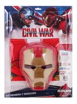 Kit Remera Manga Larga + Mascara Ironman Civil War New Toys 