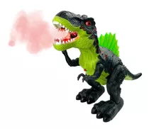 Tiranossauro Rex Brinquedo Solta Fumaça Anda Emite Luz E Som Cor Preto-verde Personagem Dinossauro