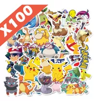 Set De 100 Pegotines Stickers De Pokemon Anime Manga  