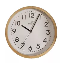 Reloj Pared Madera Siklos 30 Cm Silencioso Relojesymas Color De La Estructura Marrón Claro Color Del Fondo Blanco