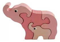 Quebra-cabeças Madeira Artesanal Em Forma De Elefante 4 Pçs
