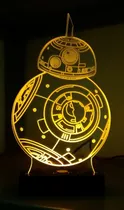 Abajur Luminária Led R2d2 Star Wars Bb8 Yoda Darth +brinde