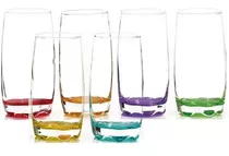 Juego De 6 Vasos De Vidrio Con Fondo De Colores Glazé Color Vasos 350 Ml
