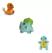 Kit 3 Pokemon Pelúcia 19 Cm Charmander Bulbasaur Squirtle