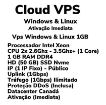 Servidor Vps Windows & Linux 1gb Ram 1 Cores 50gb Hd Ssd Nvm