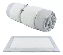 Acolchoado Berço Bebê Pillow Top Colchonete Portátil Cinza Sherpa