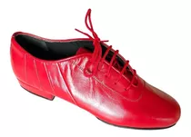 Zapatos De Baile Tango Salsa Fiesta Rock Cuero Rojo Flex