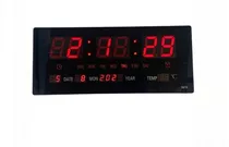 Reloj Digital Led De Pared Calendario Hora Fecha 36 Cm X 16