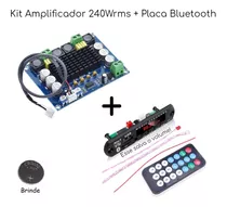 Kit Placa Bluetooth Mp3 + Amplificador 240w (2x120w) + Brind