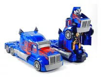 Transformer Auto Robot Camion Convertible Luz Sonido A Pilas Color Azul Personaje Optimus Prime