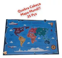 Bh Mania De Brinacar Brinquedo Pedagógico Madeira Quebra Cabeça Mapa Mundi Tam. G