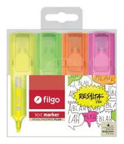 Estuche X 4 Colores De Resaltador Filgo Text Marker Fluo